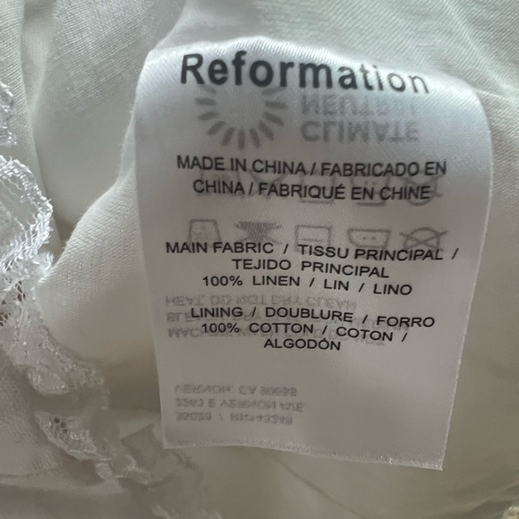 New REFORMATION Victorian linen top with lace bow Size 4 - Picture 5 of 6